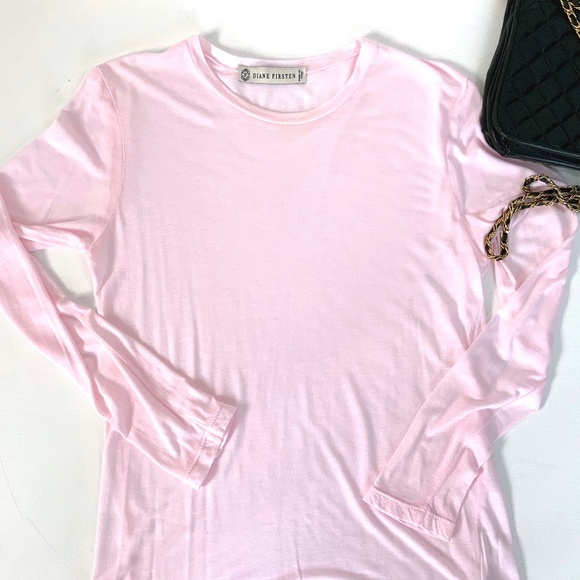 Diane Firsten Pink Long Sleeve Top Italy Sz L - Picture 3 of 8